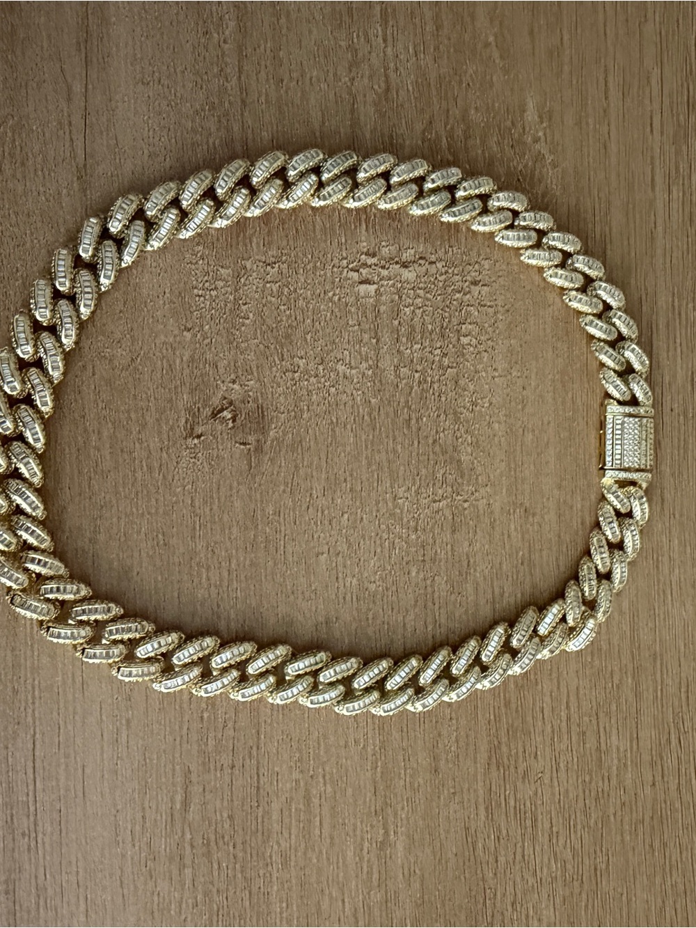 Gold Cuban Link Necklace with Pavé Accents - Women's Fashion Jewelry